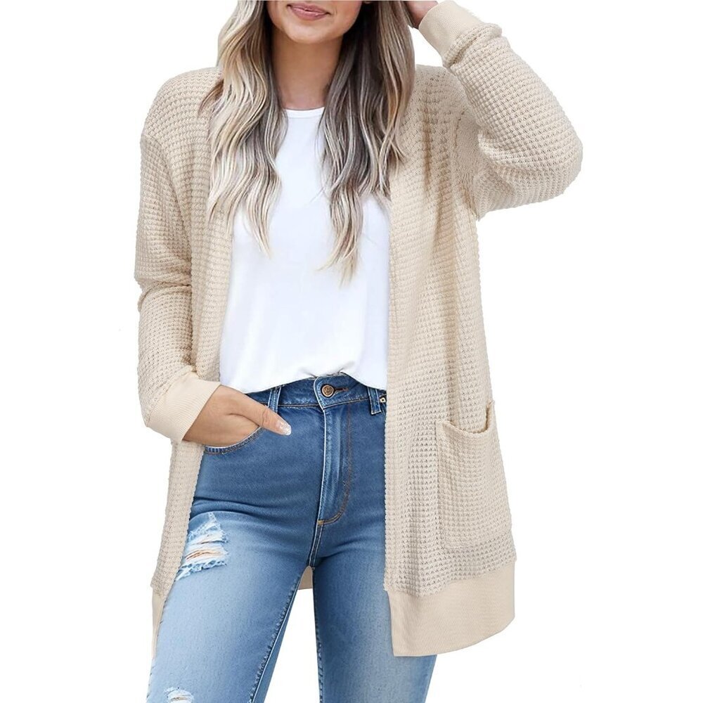 Women's Acrylic Open Front Cardigan with Pockets Lightweight Casual Fall Wear